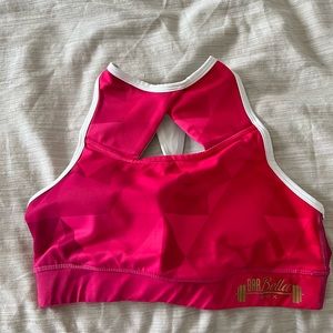 Chestee sports bra with collarbone protection. Barbella Box edition